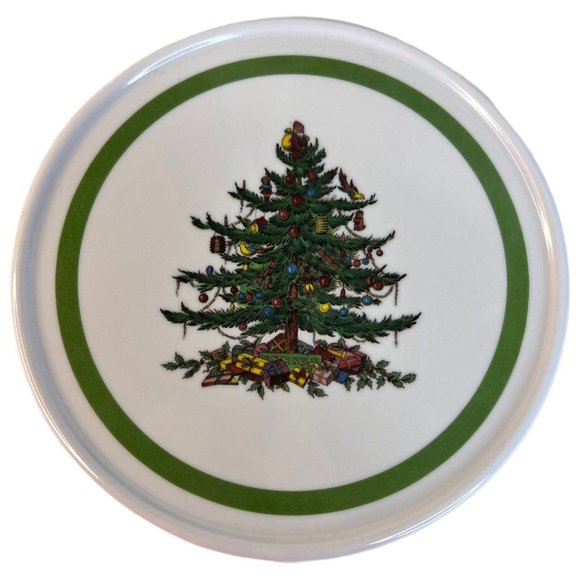 3 Spode Christmas Tree Trivets Pimpernel Melamine Round Hot Pad Plastic 6 1/2” - Picture 2 of 9